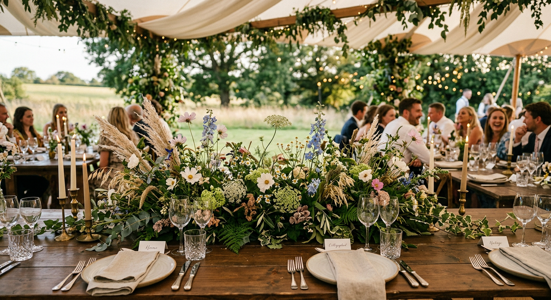 Sunken meadow wedding centerpiece - 2026 trend