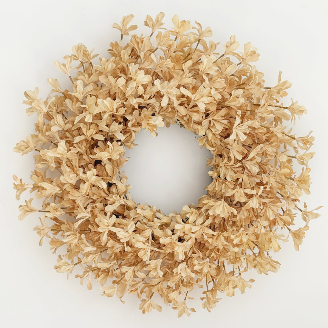 24 Inch Fall Wreaths for Front Door, Beige Forsythia Autumn Wreath