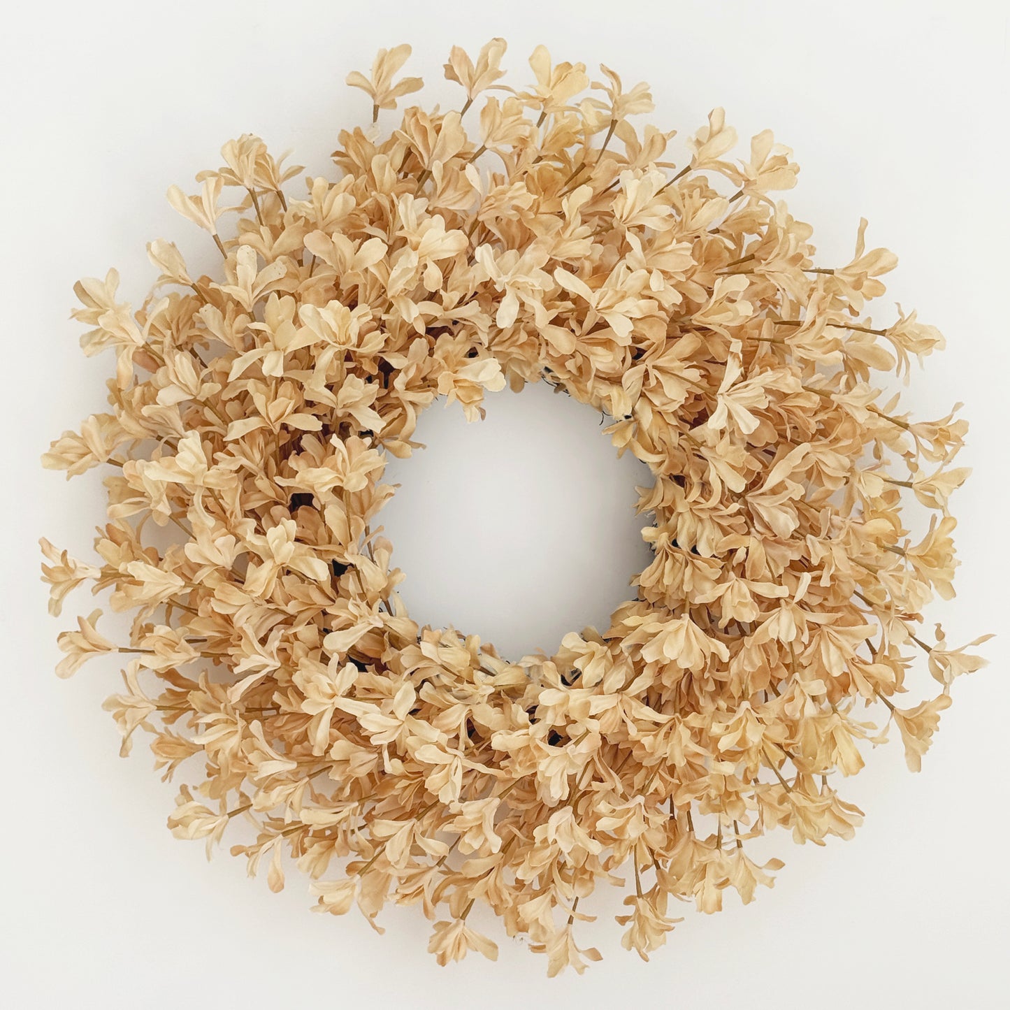 24 Inch Fall Wreaths for Front Door, Beige Forsythia Autumn Wreath
