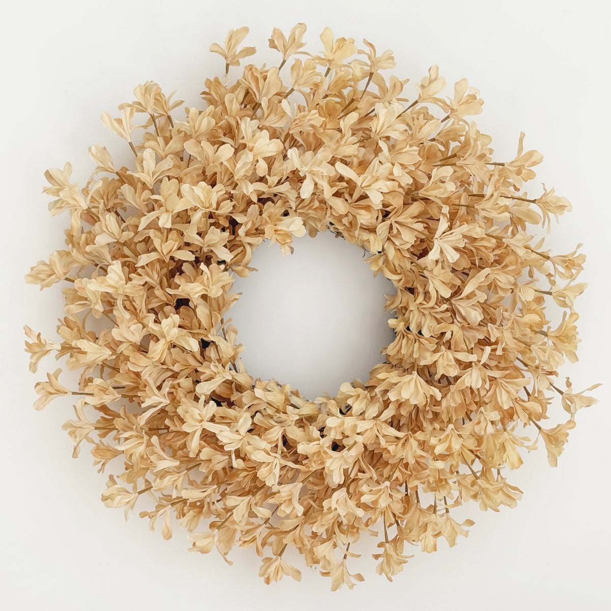 24 Inch Fall Wreaths for Front Door, Beige Forsythia Autumn Wreath