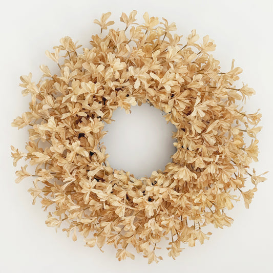 24 Inch Fall Wreaths for Front Door, Beige Forsythia Autumn Wreath