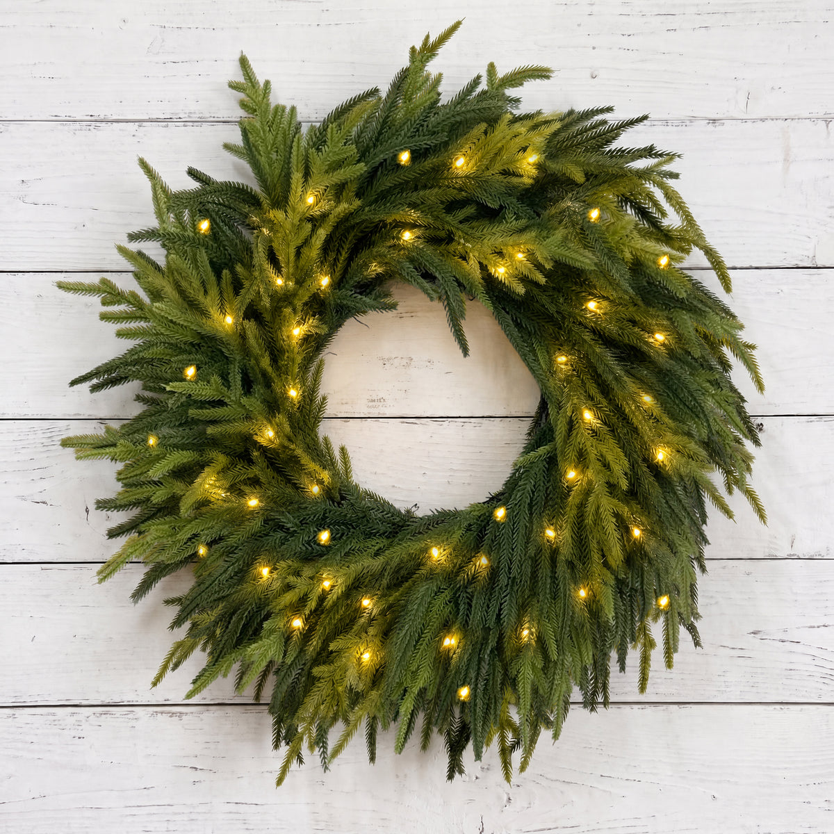 26 Inch Pre-Lit Norfolk Christmas Wreath for Front Door