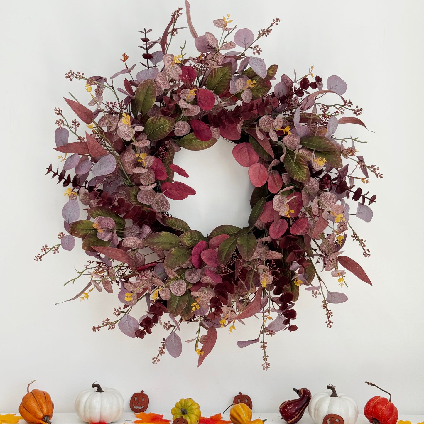 26 Inch Fall Wreaths for Front Door, Artificial Eucalyptus Autumn Wreath