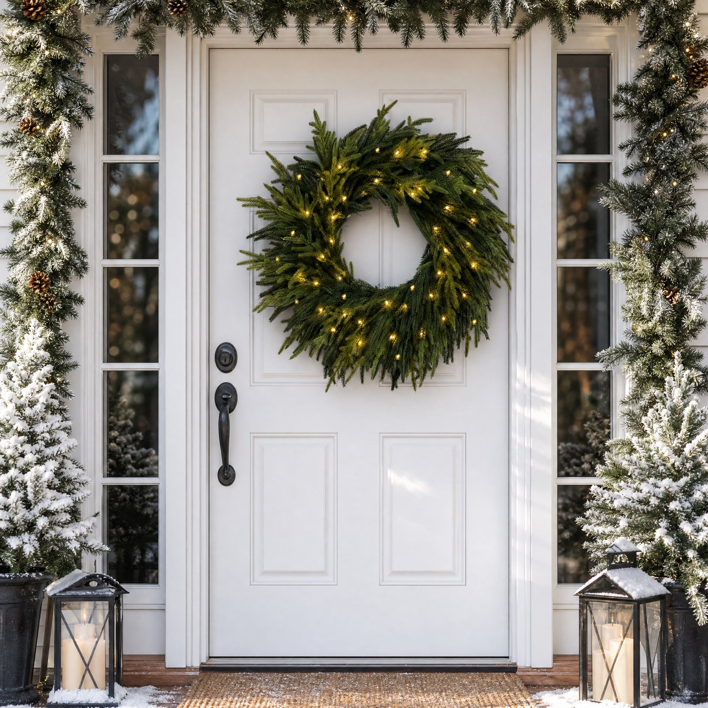 26 Inch Pre-Lit Norfolk Christmas Wreath for Front Door
