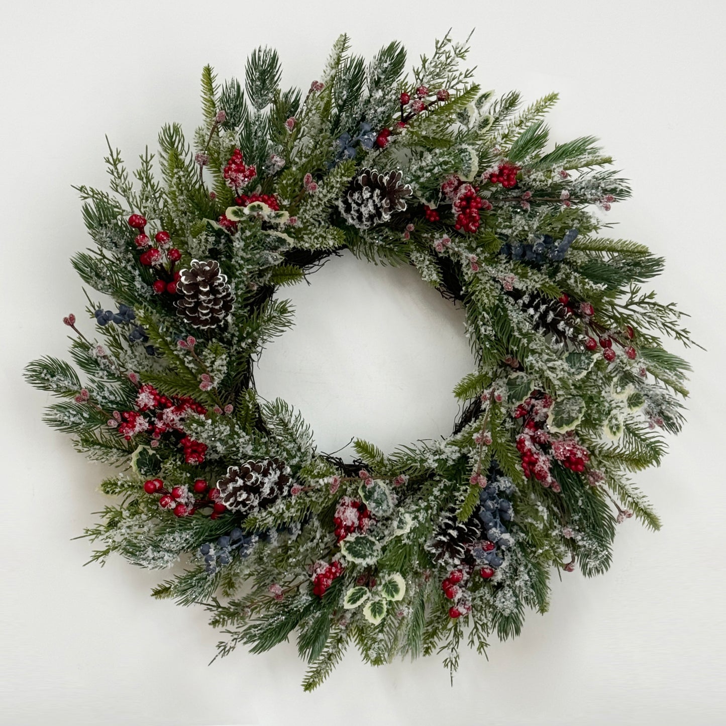Christmas Wreath with Lights 24 Inch PreLit Xmas Wreaths for Front Door