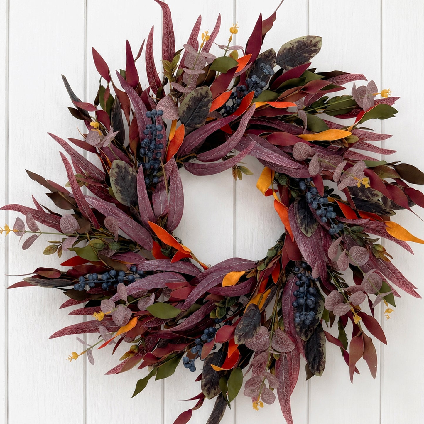 26 Inch Fall Wreaths for Front Door, Eucalyptus and Blueberry Wreath
