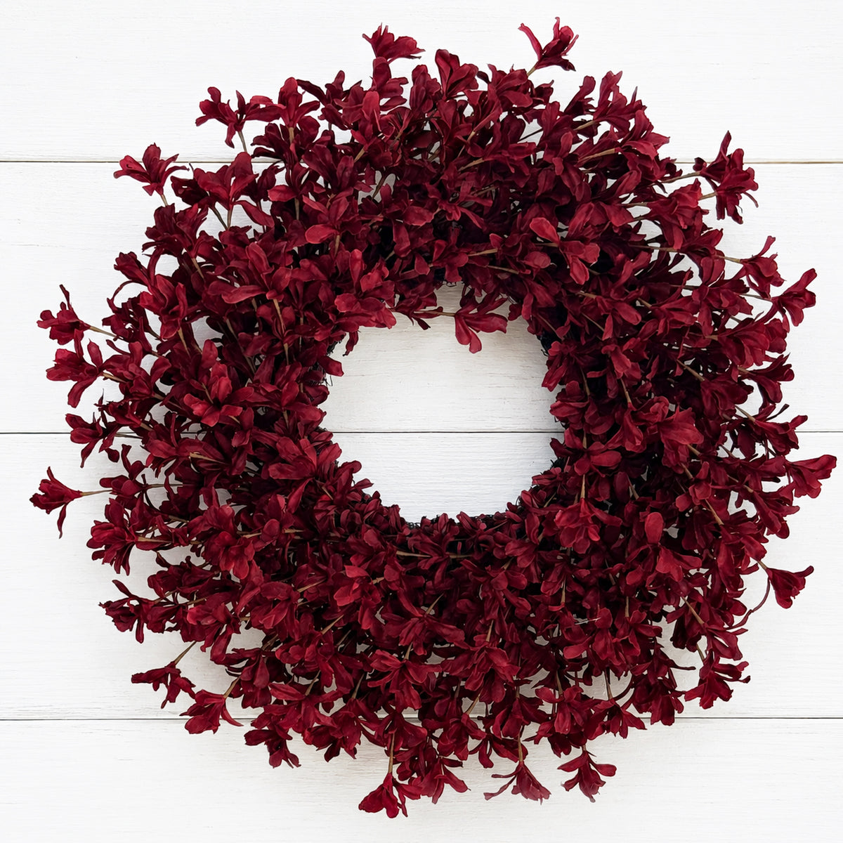 24 Inch Burgundy Fall Wreaths for Front Door, Artificial Forsythia Wreath