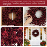 24 Inch Burgundy Fall Wreaths for Front Door, Artificial Forsythia Wreath